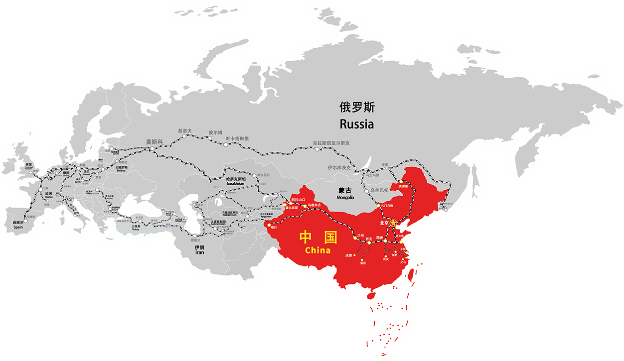 中欧班列开行线路图